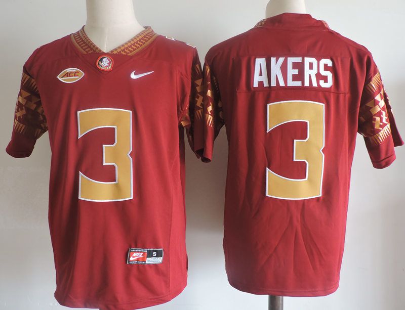 Men Florida State Seminoles FSU #3 Akers Red 2024 Nike Vapor NCAA Jersey->->NCAA Jersey